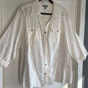 NWT White Linen blouse Women’s plus Sz 20